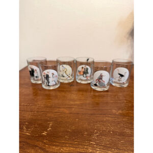 Norman Rockwell Saturday Evening Post Glassware Set of 6 Vintage Tumblers Barwar
